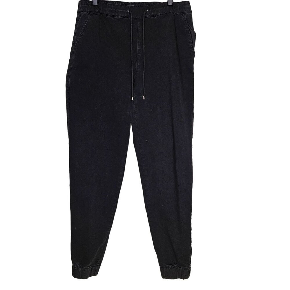 SKINNY GIRL Black Joggers Factory Faded Elastic‎ Drawstring Waist Edgy size M